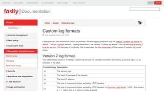 Custom log formats - Streaming logs | Fastly Help Guides