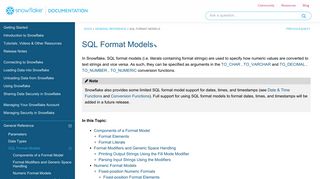 SQL Format Models — Snowflake Documentation