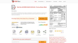 Fillable Online ACORD 0025 2016-03. Forms Boss Web Fax Email ...