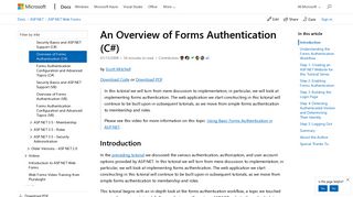 An Overview of Forms Authentication (C#) | Microsoft Docs