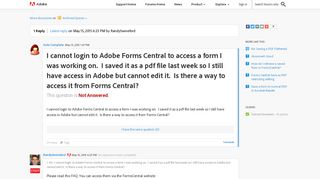 I cannot login to Adobe Forms Central to access... | Adobe ...