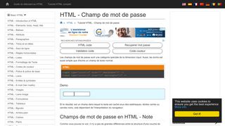 Tutoriel HTML - Champ de mot de passe