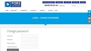 Login - Change password - FORS - Fleet Operator Recognition Scheme