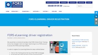 FORS eLearning: driver registration - FORS - Fleet Operator ...