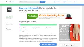 Access learn.forskills.co.uk. Home: Login to the site: Login to the site