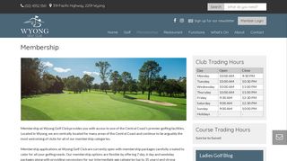 Membership - Wyong Golf Club