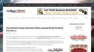 Fort Bend County Libraries Plans Annual Book Festival For Nov 3 ...