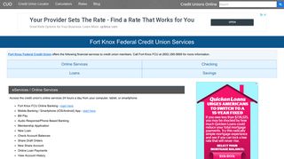 Fort Knox Federal Credit Union Services: Savings, Checking, Loans
