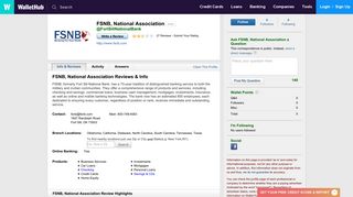 FSNB, National Association Reviews: 26 User Ratings - WalletHub