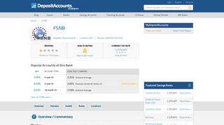 FSNB Reviews and Rates - Deposit Accounts