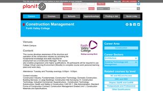 Planit : Courses : Construction Management (Forth Valley College)