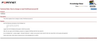 How to change or reset FortiCloud account ID - Fortinet Knowledge Base