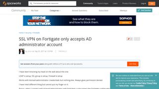 SSL VPN on Fortigate only accepts AD administrator account ...