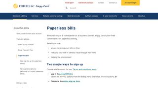 Natural gas paperless billing > FortisBC