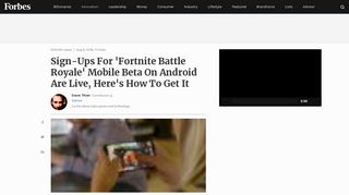 Sign-Ups For 'Fortnite Battle Royale' Mobile Beta On Android Are Live ...