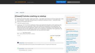 Fortnite crashing on startup - UE4 AnswerHub