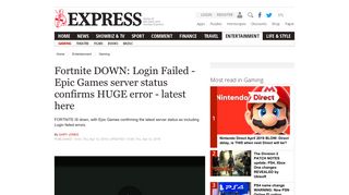 Fortnite DOWN: Login Failed - Epic Games server status confirms ...