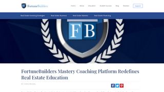 FortuneBuilders Mastery Coaching Website Redesigned