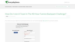 How Do I Join A Team In The 40 Hour Famine Backpack Challenge ...
