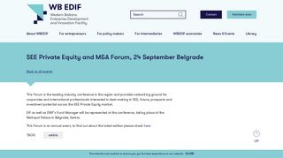 SEE Private Equity and M&A Forum, 24 September Belgrade | Western ...