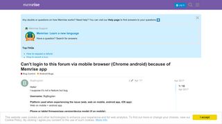 Can't login to this forum via mobile browser (Chrome android ...