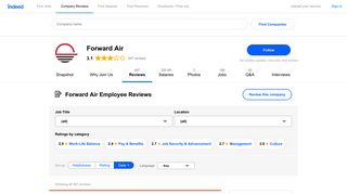 Working at Forward Air: 153 Reviews about Pay & Benefits | Indeed.com