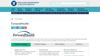 ForwardHealth | Wisconsin Department of Health Services