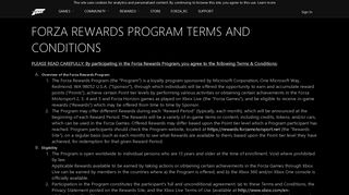 FORZA REWARDS PROGRAM TERMS AND CONDITIONS