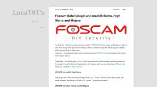 Foscam Safari plugin and macOS Sierra, High Sierra and Mojave ...