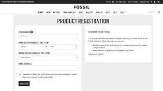 Product Registration - Fossil