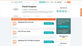 Fossil Promo Codes - Save 25% w/ Feb. 2019 Coupons, Coupon Codes