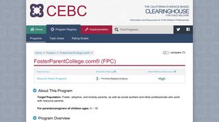 CEBC » Foster Parent College › Program › Detailed