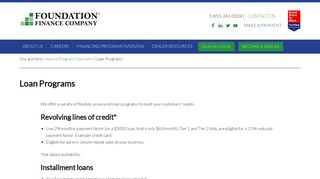 Loan Programs - Foundation Finance Company LLC