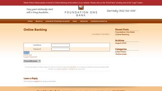 Online Banking | Foundation One Bank