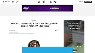 Founders Community Bank in SLO merges with Fresno's Premier ...