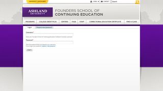 User account | Founders School of Continuing Education | Ashland ...