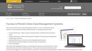 Fountas & Pinnell Online Data Management Systems