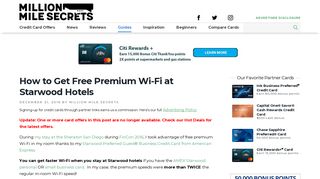 Sheraton Free WiFi | Million Mile Secrets