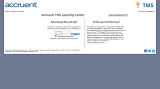 Accruent TMS Learning Center: Login to the site