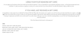 Using your Gift Card - Four Seasons Gift Cards