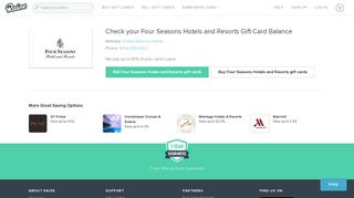 Four Seasons Hotels and Resorts Gift Card Balance Check | Raise.com