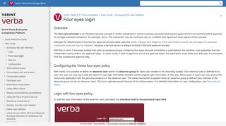 Four eyes login - Verint Verba 9.2 - Verint Verba Knowledge Base