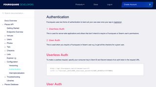 Authentication - Foursquare Developer