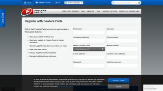 Create an account - Fowlers Parts