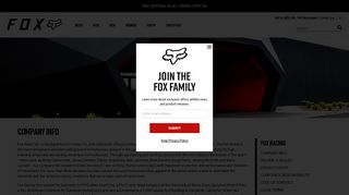 Company Info | Official Site of Fox Racing Canada