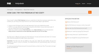 How can I try FOX Premium at no cost? – FOX Support