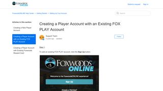 Creating a Player Account with an Existing FOX PLAY Account ...