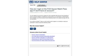 How do I login on the FOX Soccer Match Pass app if I don't have an ...