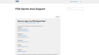 How do I sign in to FOX Sports Play? – FOX Sports Asia Support