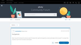 Fox Sports Go - Xfinity Help and Support Forums - 2946019